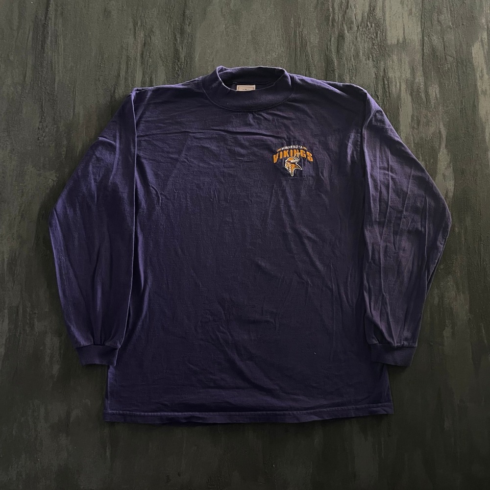 Vintage Minnesota VIkings Embroidered Long Sleeve Shirt Mens L Purple 2000s NFL